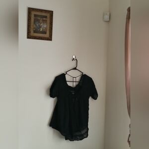 Wet Seal Blouse Women M Black Lace Top Office Casual Academia Bohemian Versatile